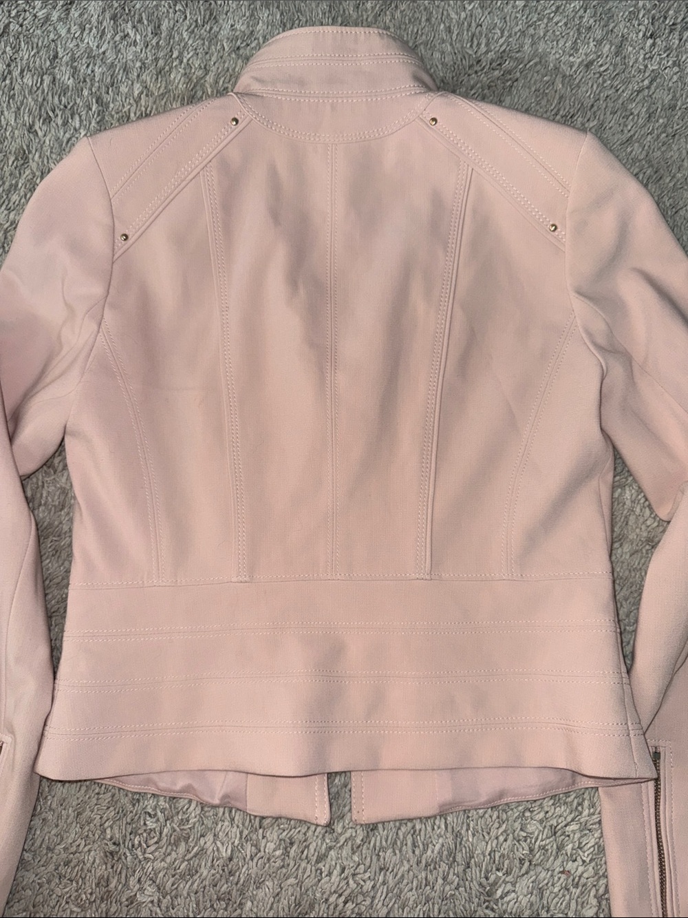 WHBM soft pink Moto Jacket biker neutral feminine cottagecore bodycon balletcore - Picture 10 of 10